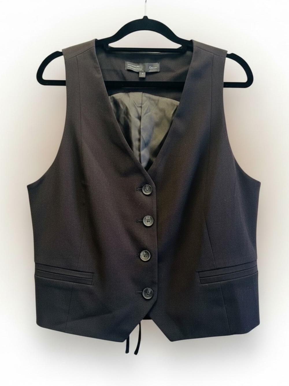 Worthington Black Women's V-Neck Button Vest